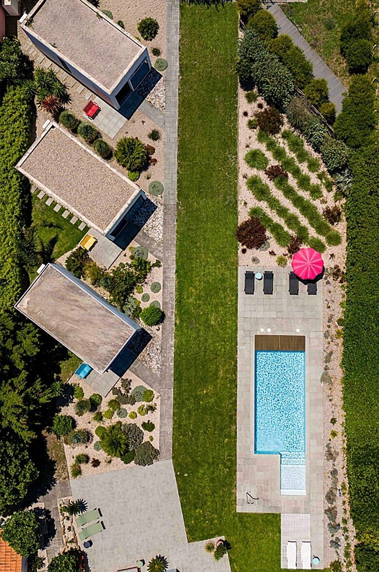 flamboyant bed and breakfast aerial view vertical